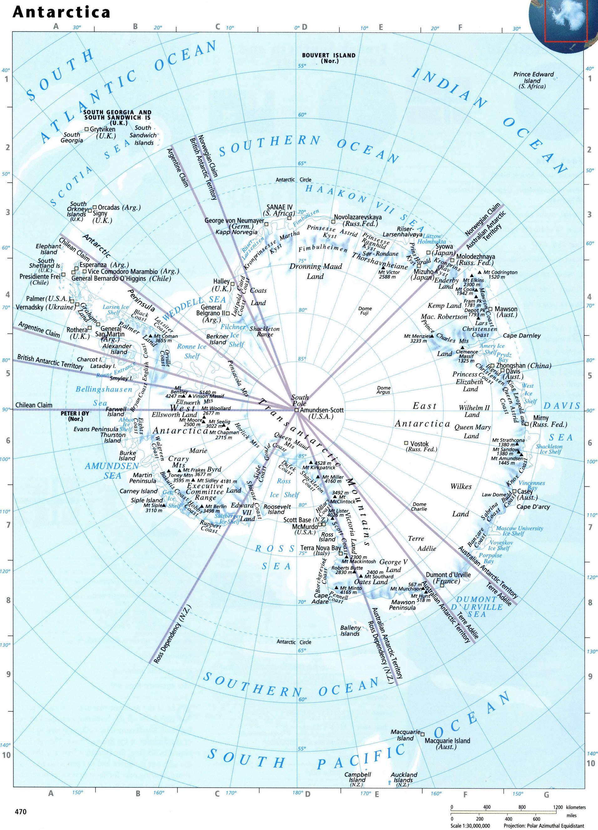 Antarctica physical map