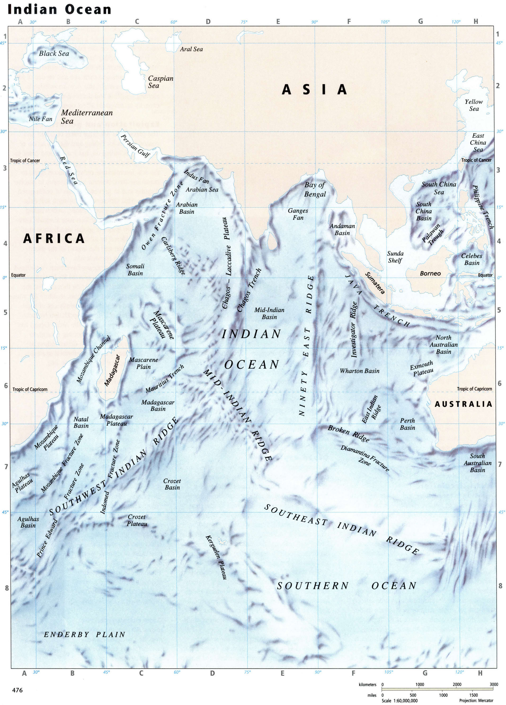 Indian Ocean detailed map