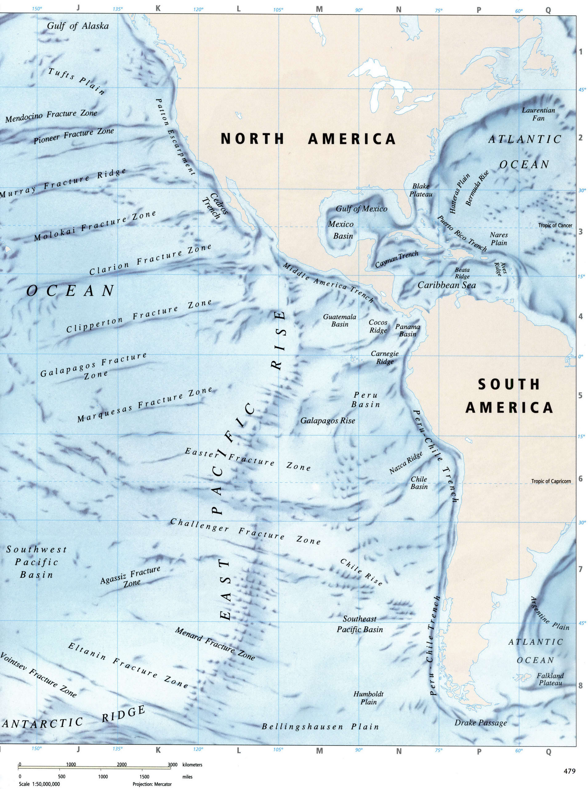 Map of Pacific Ocean