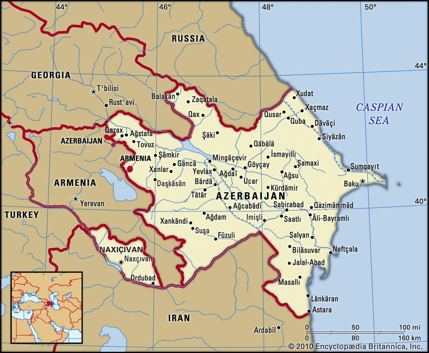 World Map Showing Azerbaijan