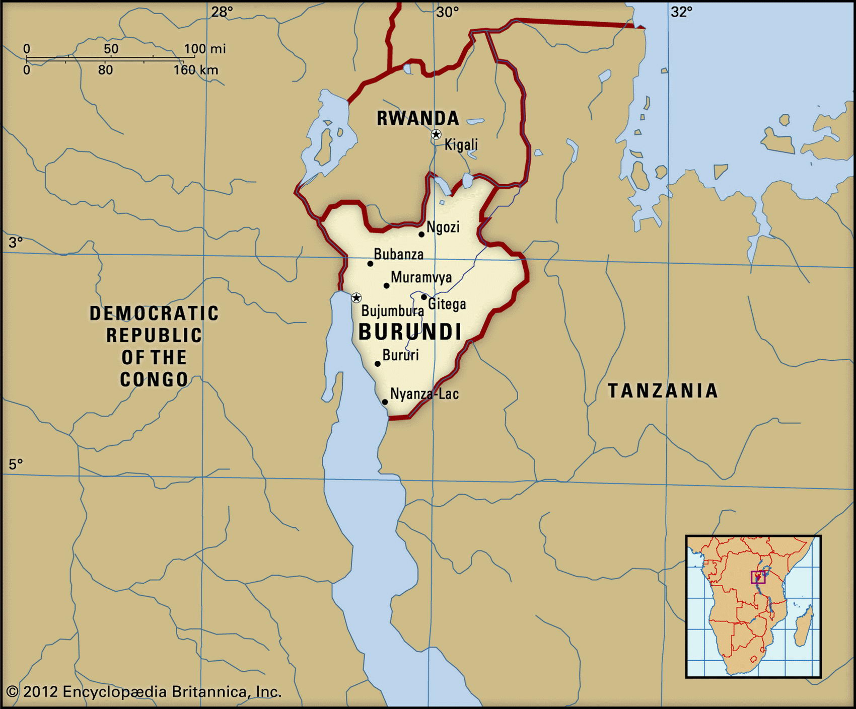 Map of Burundi and geographical facts, Where Burundi on the world map