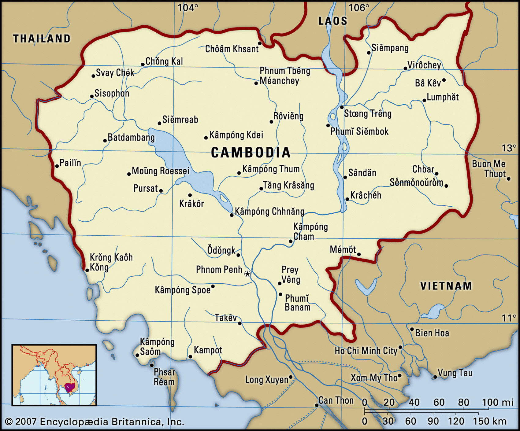 Map of Cambodia and geographical facts, Where Cambodia on the world map