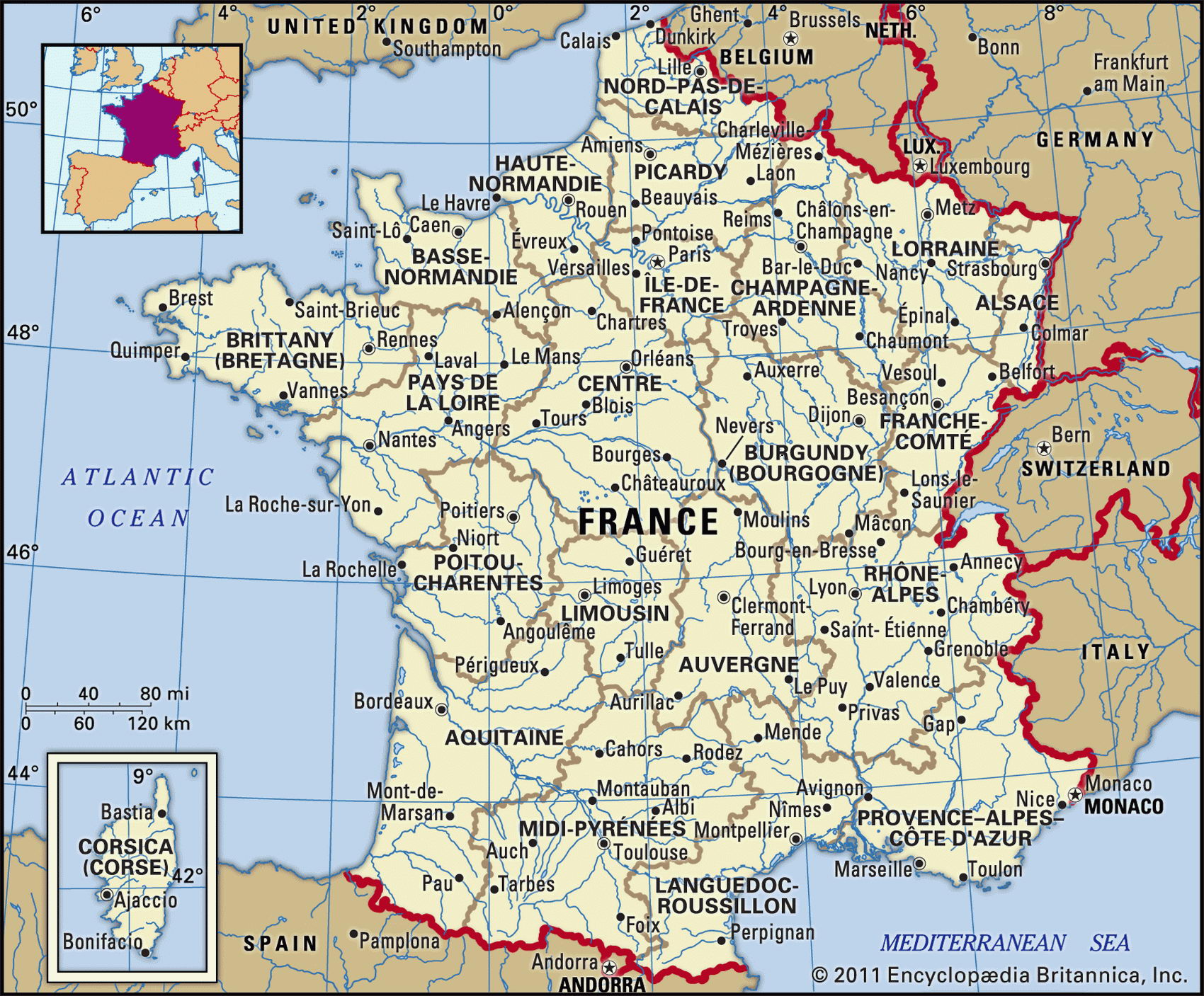 France map with cities