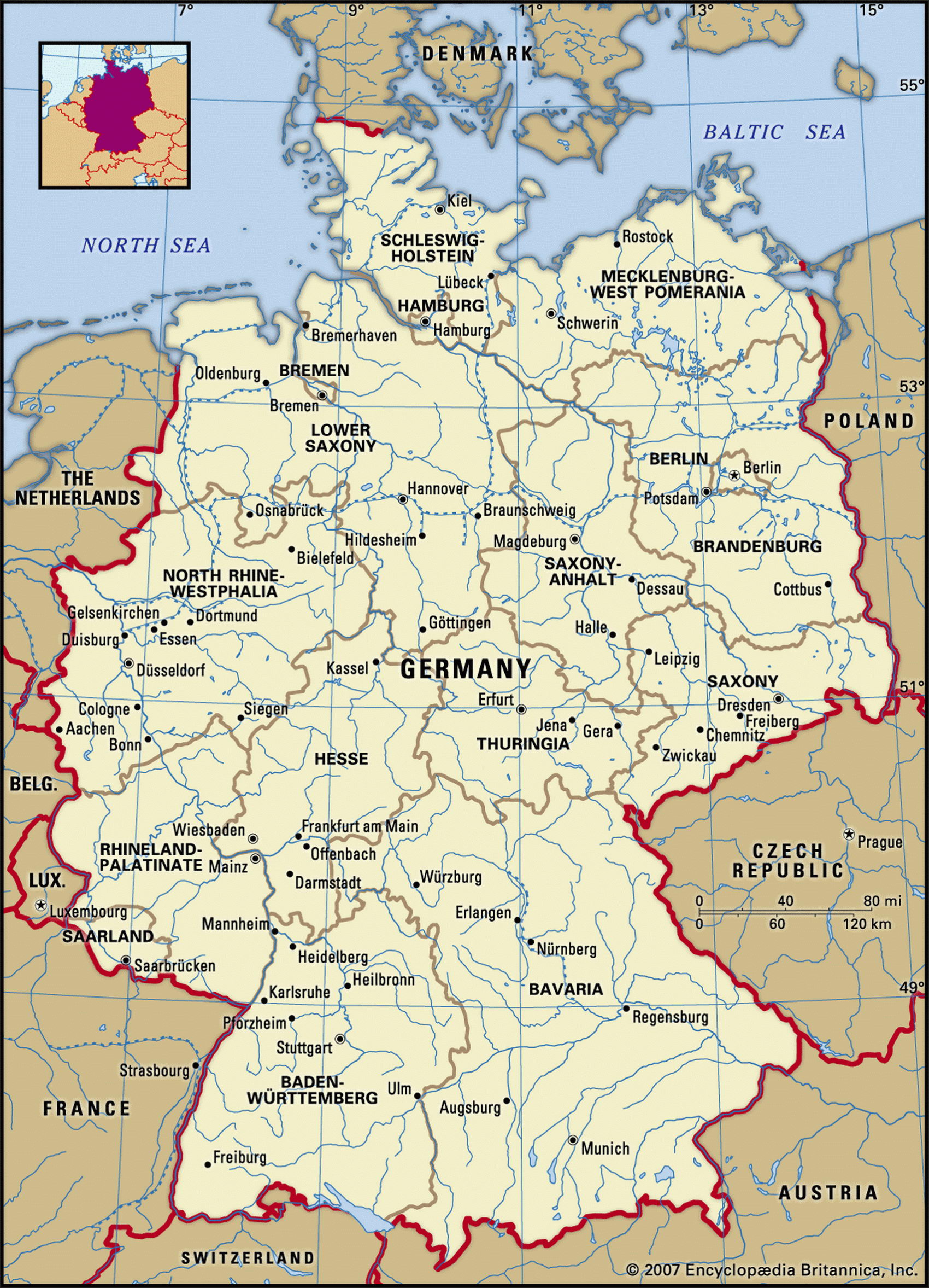 Germany map with cities