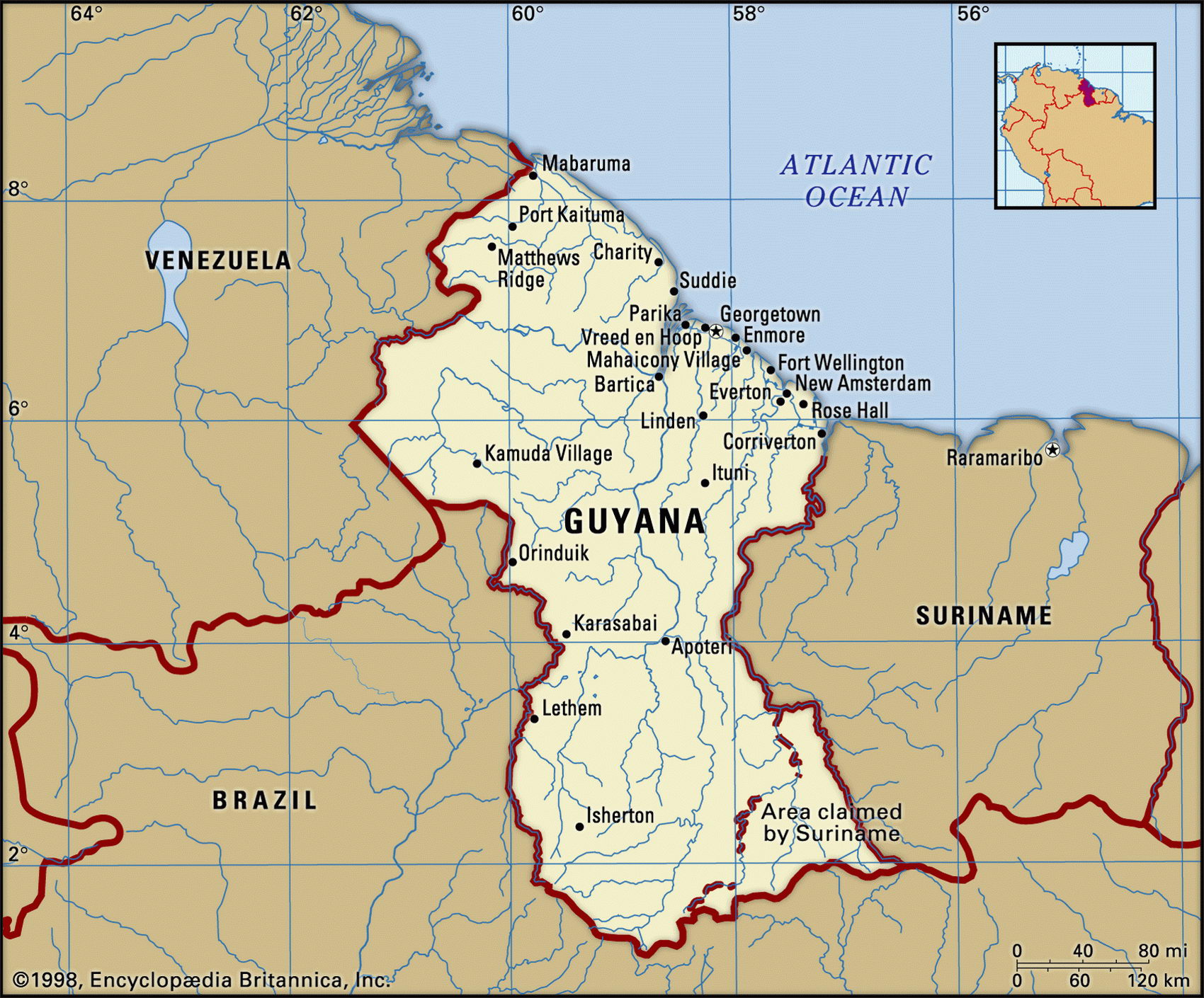 Physical Map Of Guyana