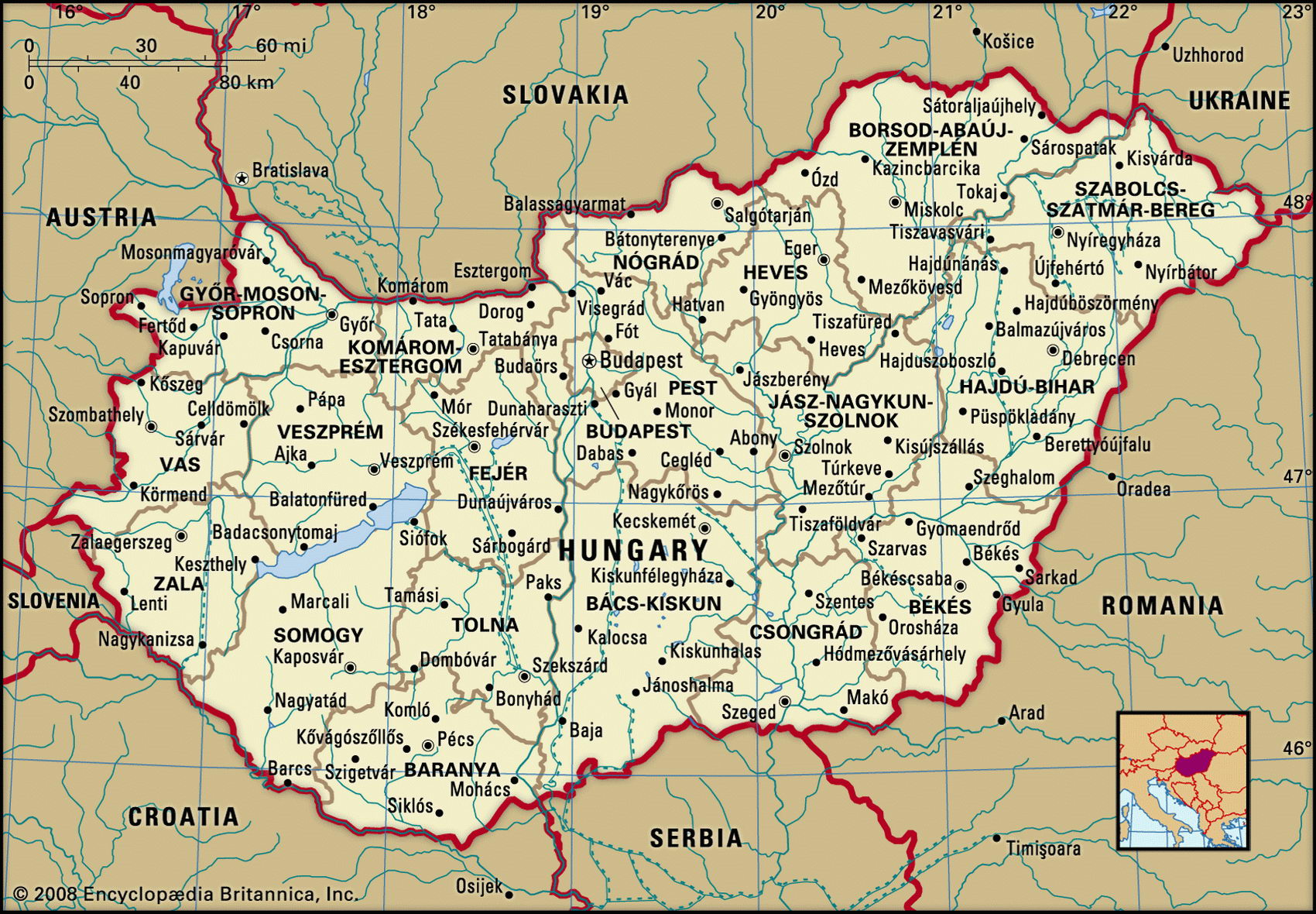 Large Map Of Hungary