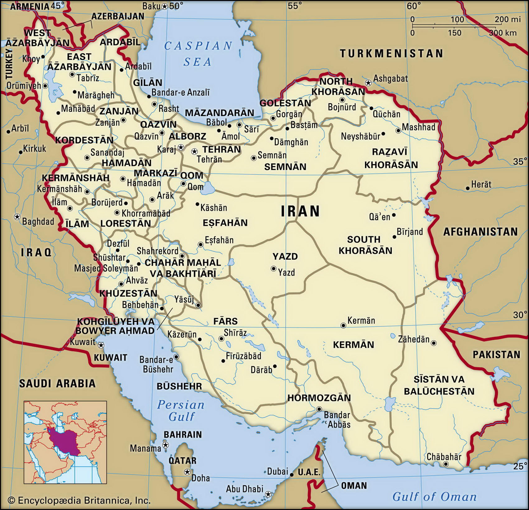 Map Of Iran And Geographical Facts Where Iran Is On The World Map