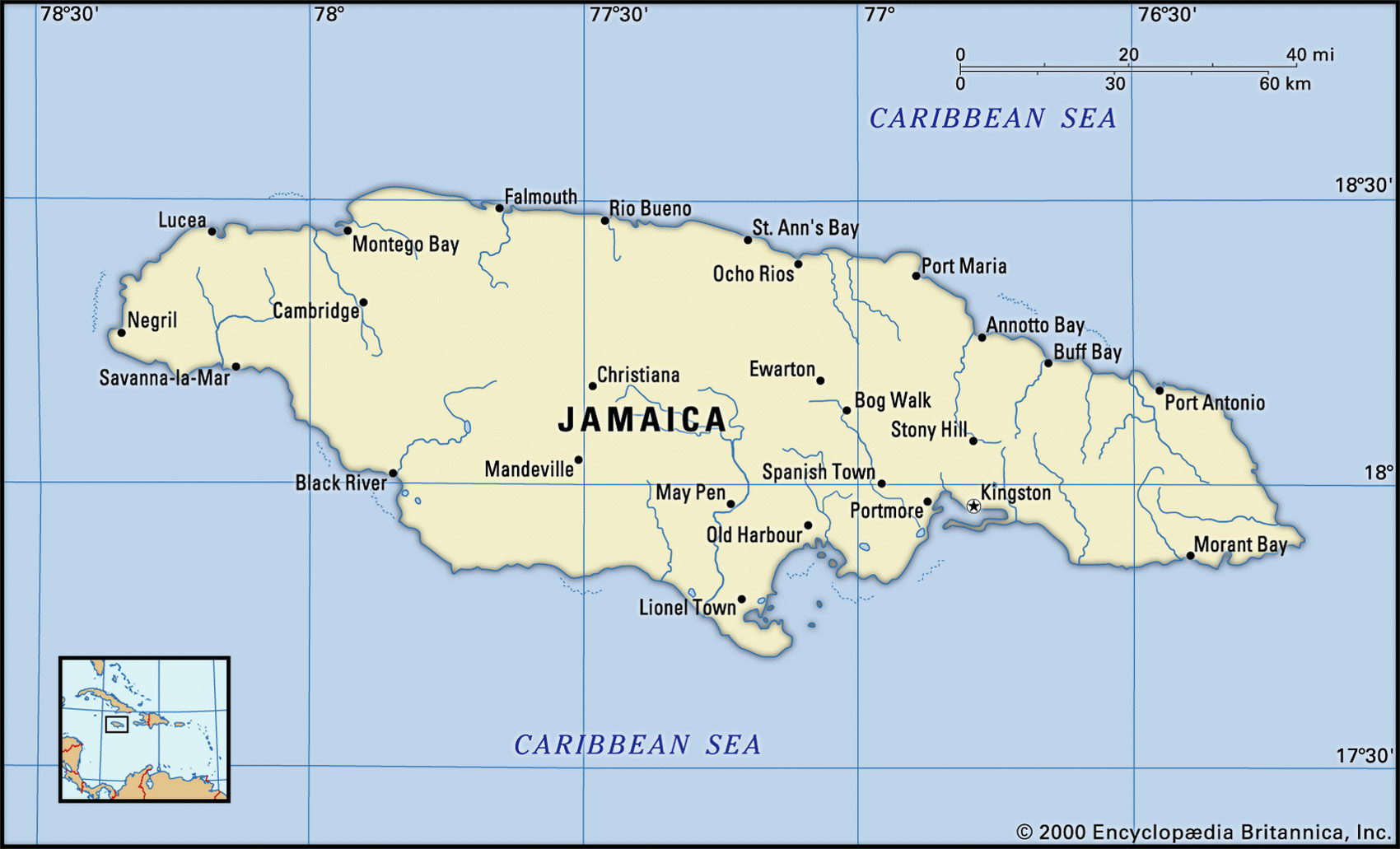 Map Of Jamaica In Atlas 