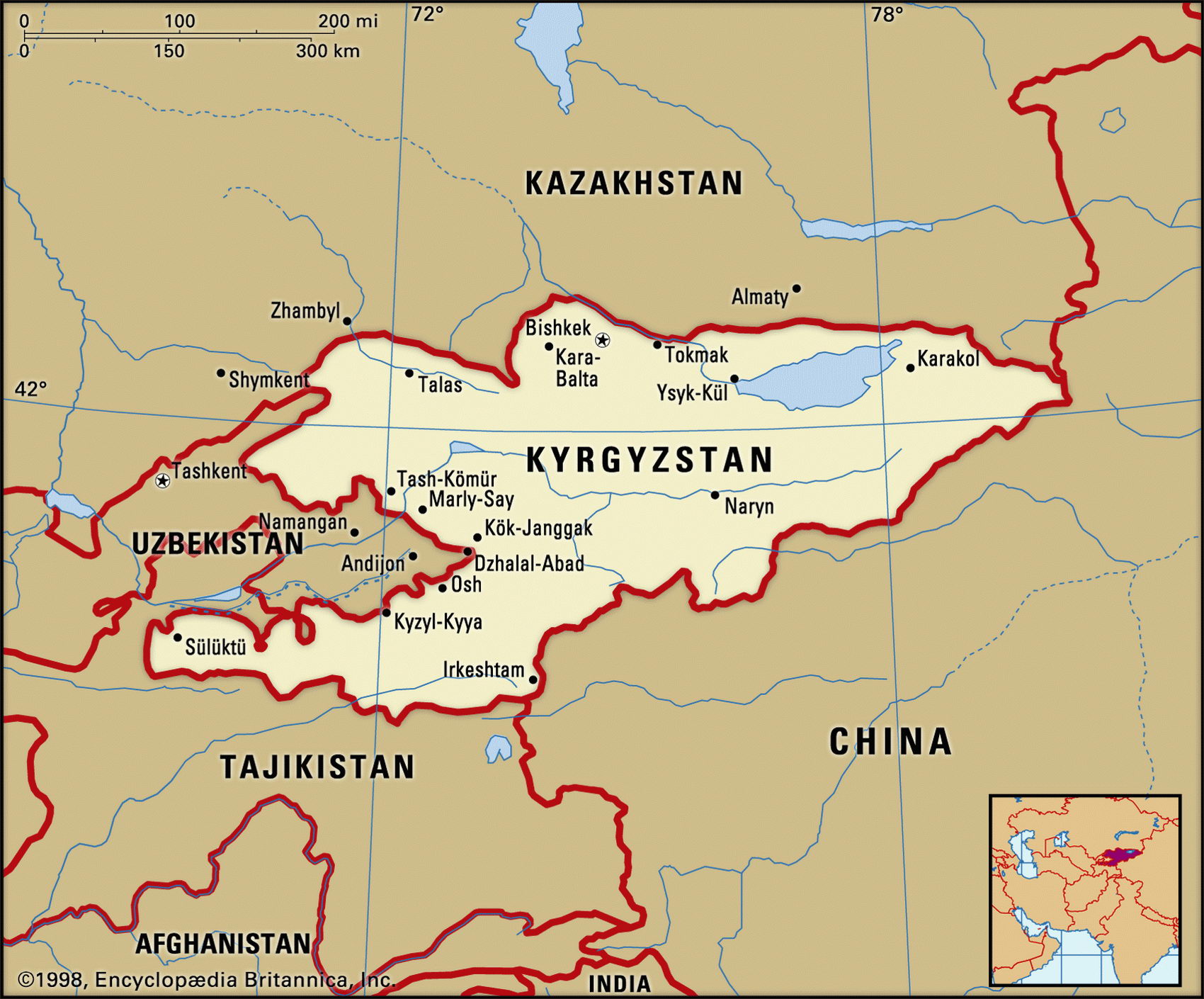 Map of Kyrgyzstan and geographical facts, Where Kyrgyzstan on the world ...