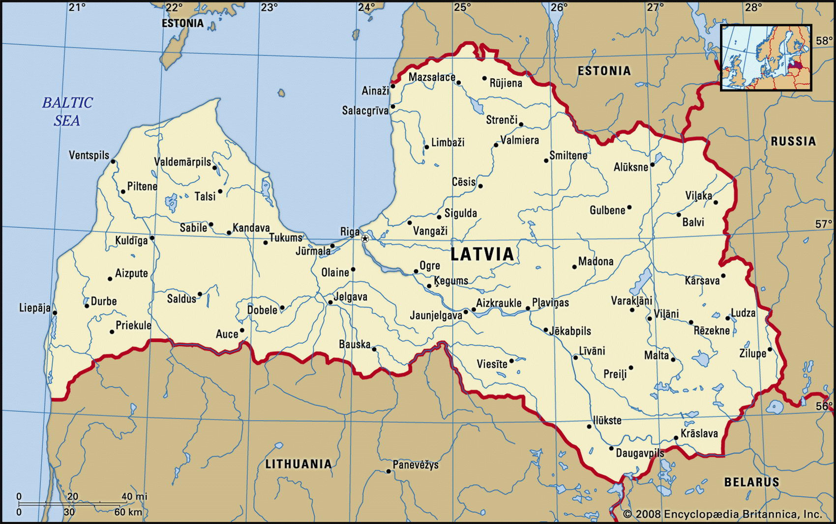 Map Of Latvia And Geographical Facts Where Latvia Is On The World Map 