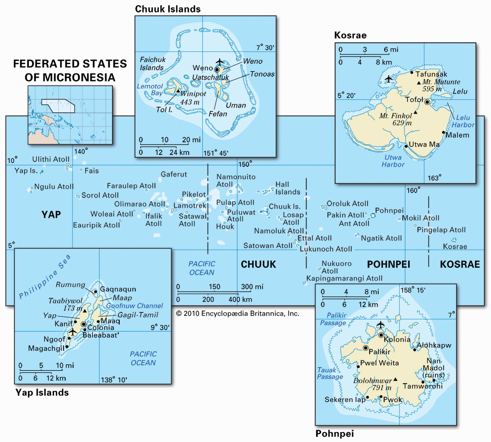 Острова Микронезии на карте