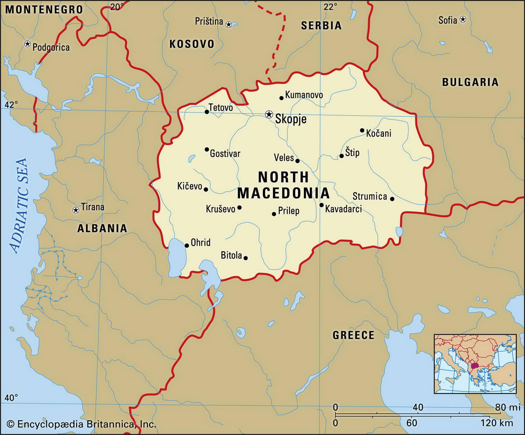 North Macedonia map