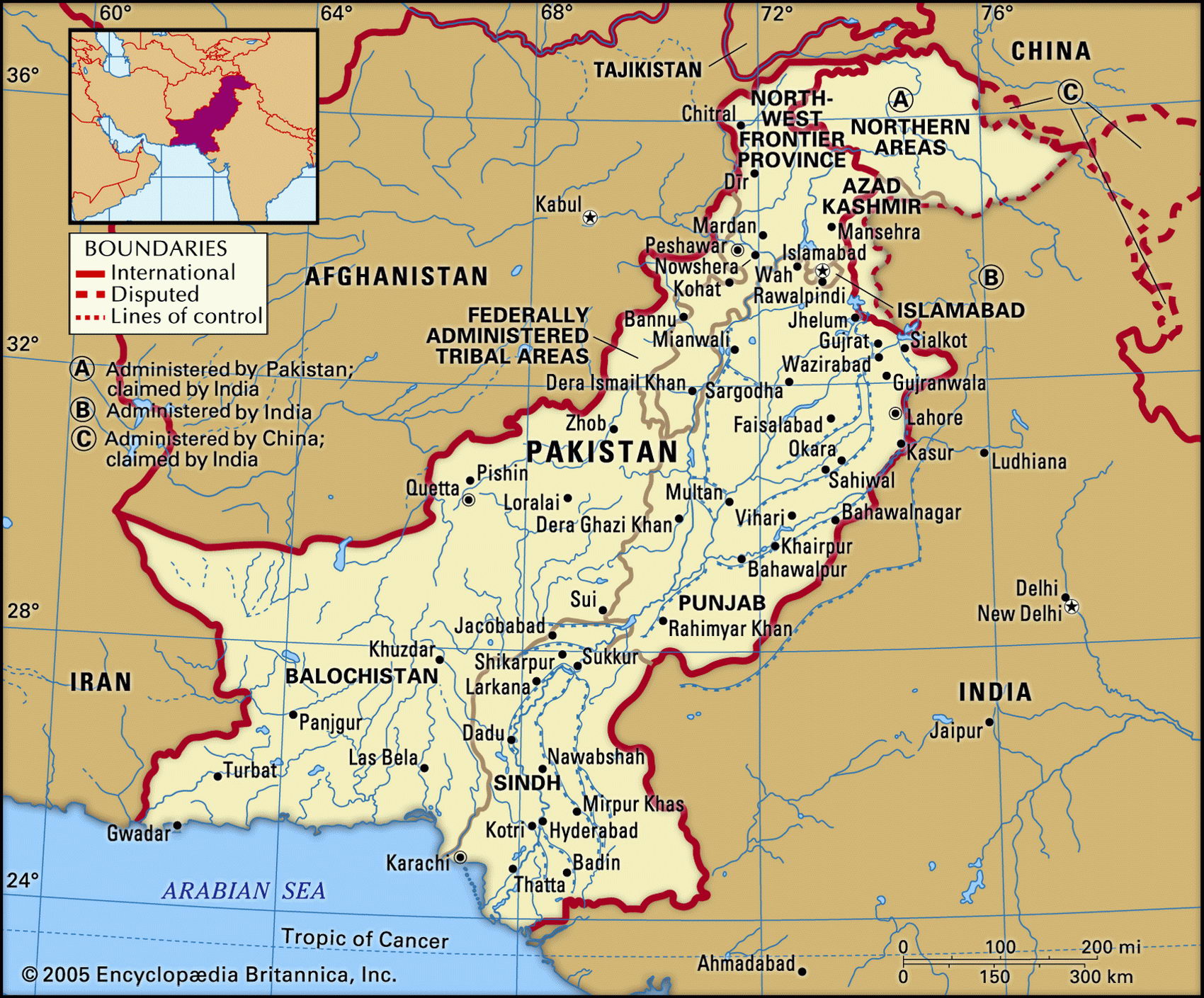 Пакистан границы карта