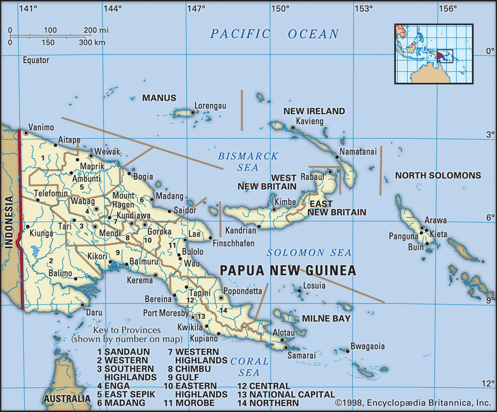 Map of Papua New Guinea and geographical facts, Where Papua New Guinea ...