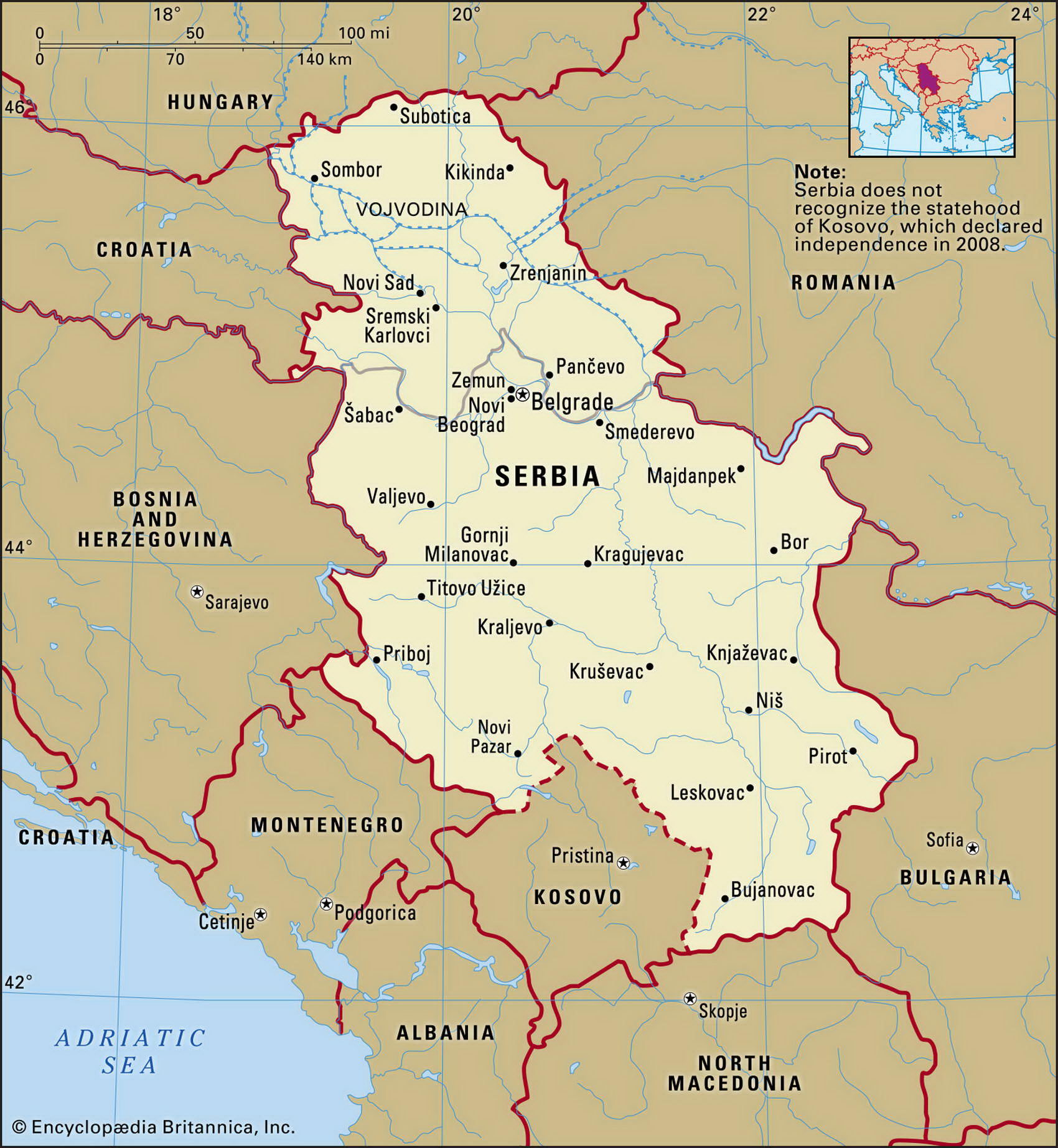 Map Of Serbia And Montenegro And Geographical Facts Where Serbia And