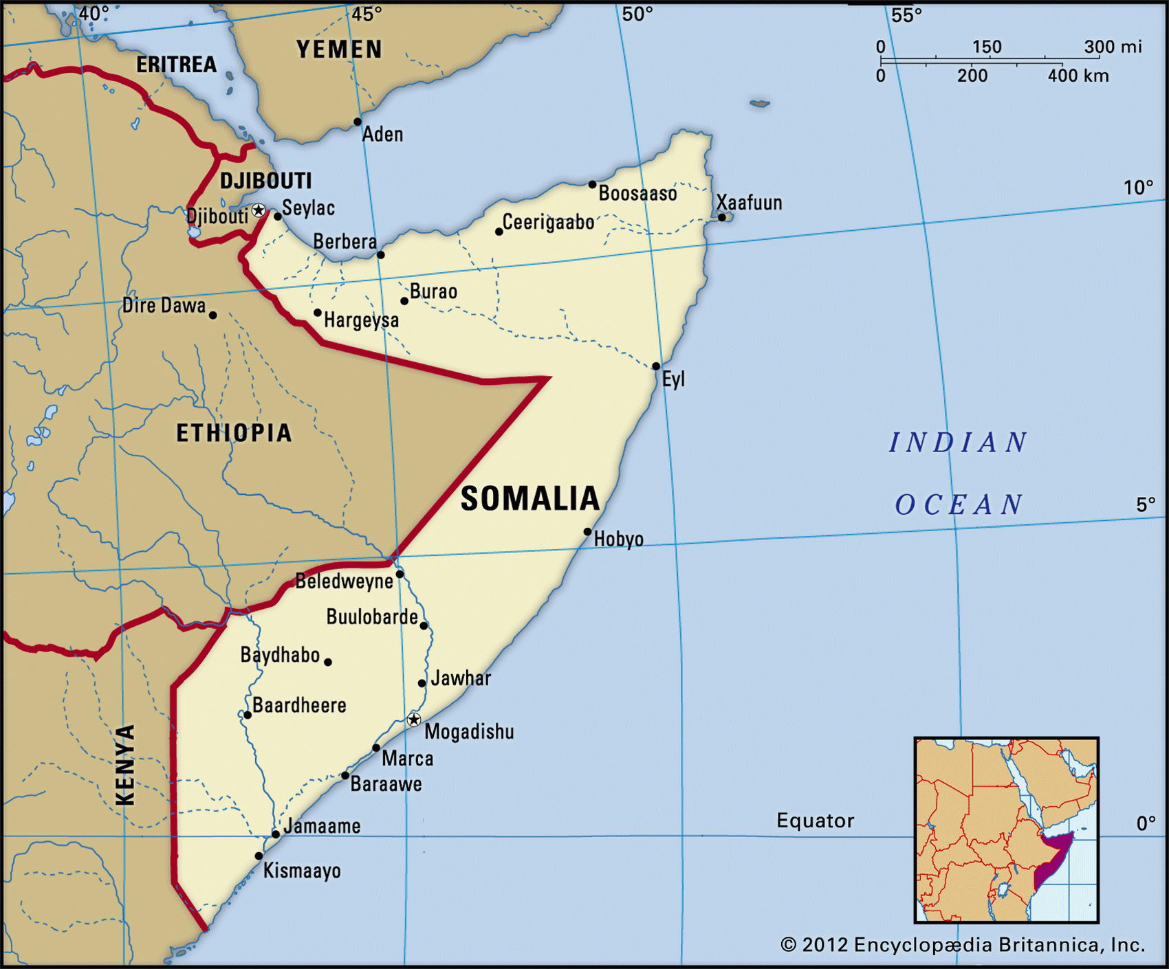 Map of Somalia and geographical facts, Where Somalia on the world map