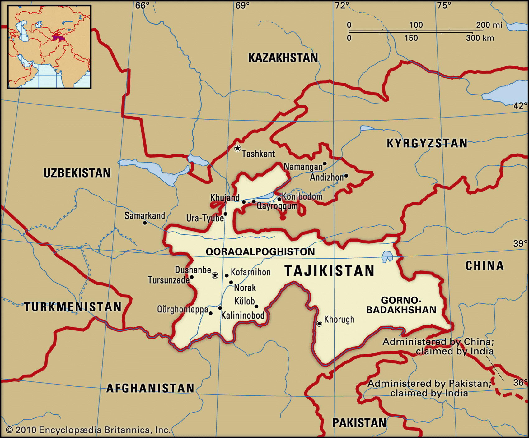 Tajikistan map