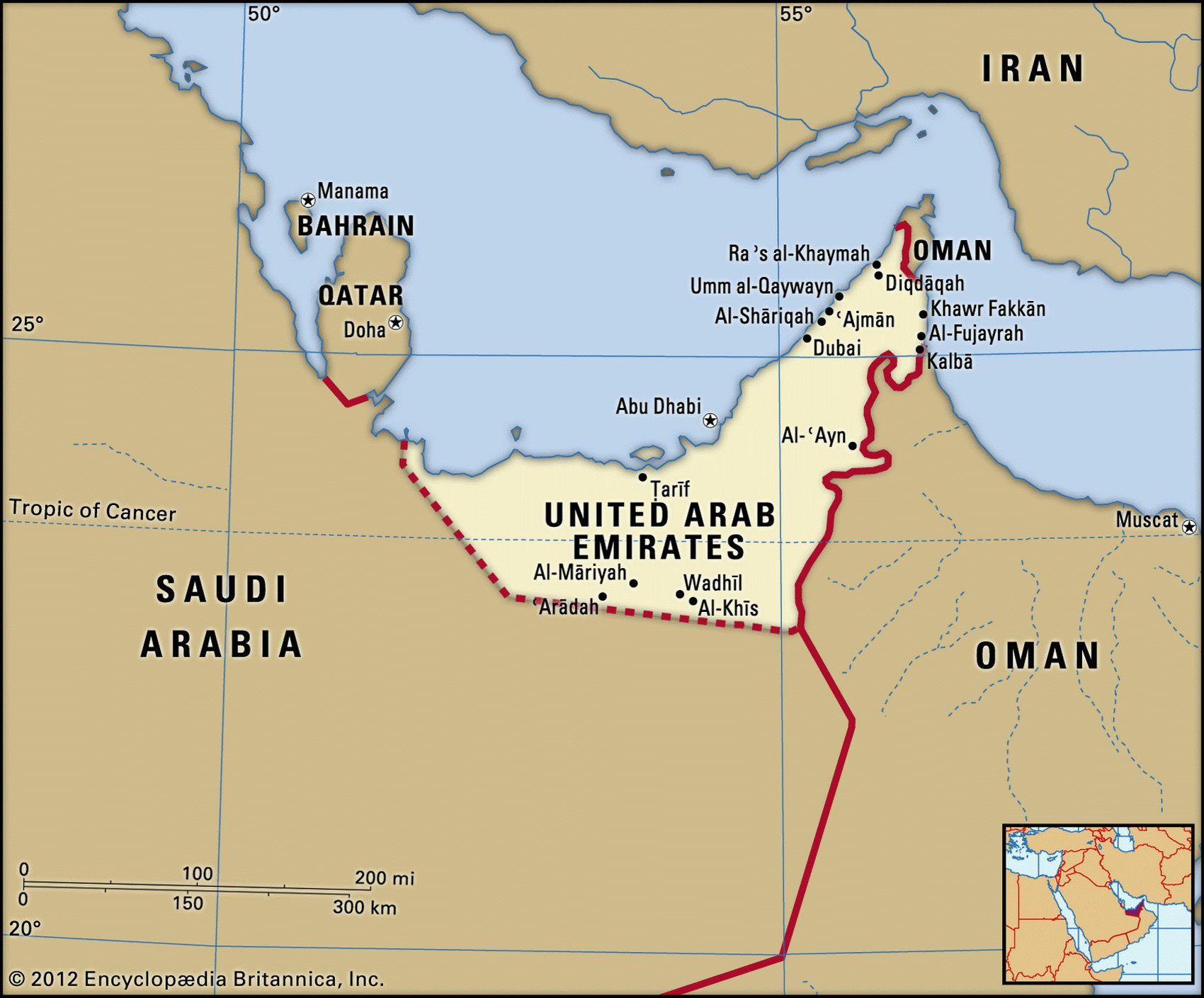 Map Of United Arab Emirates And Geographical Facts World Atlas 