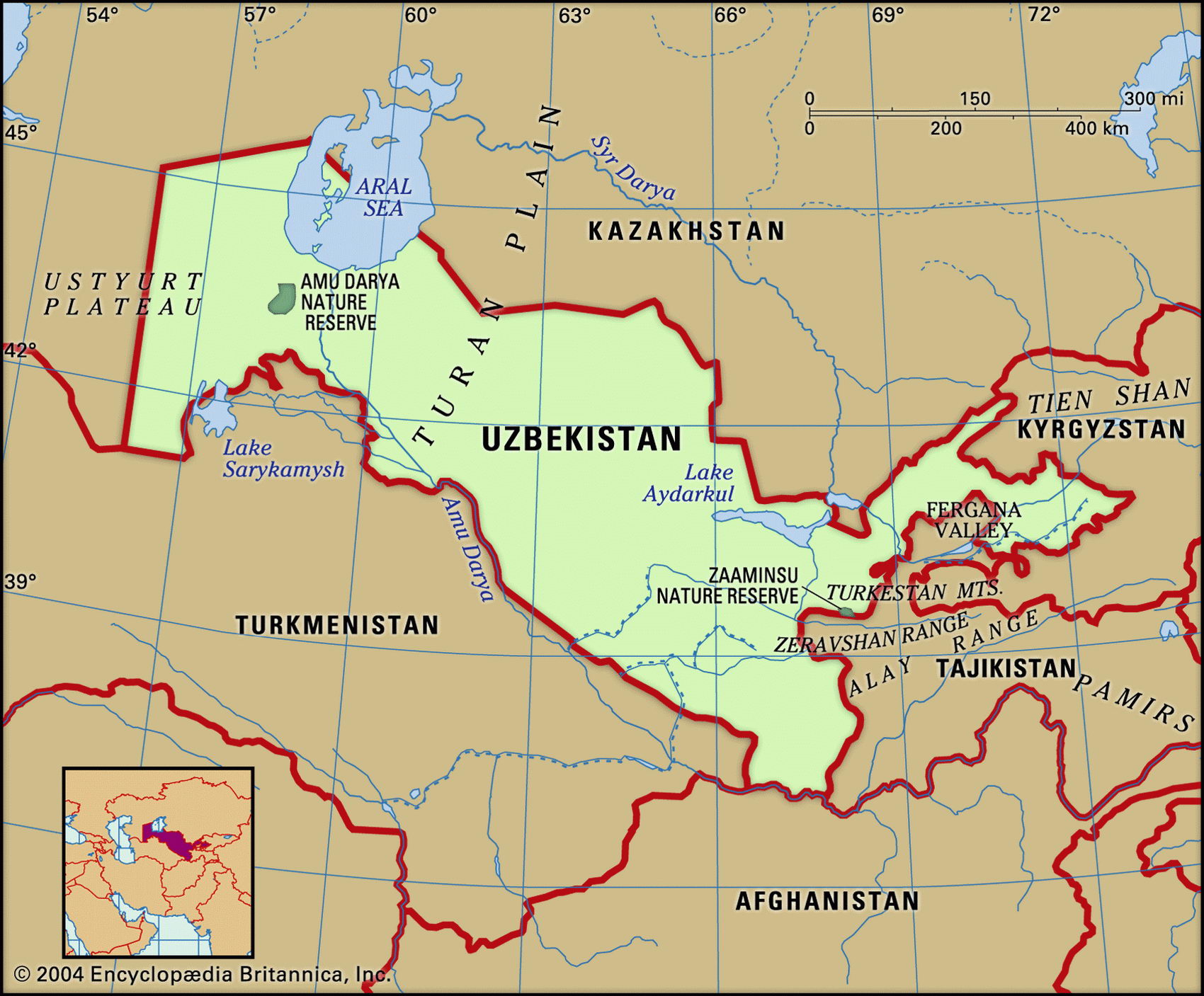 Map of Uzbekistan and geographical facts, Where Uzbekistan is on the